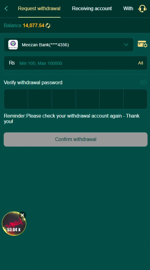 JJ77 Game withdrawal